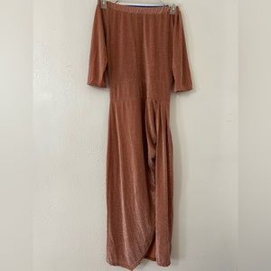 off shoulder front slit dress